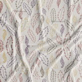 Cream Designer Multicolor Leaves Pattern Digital Printed Fabric